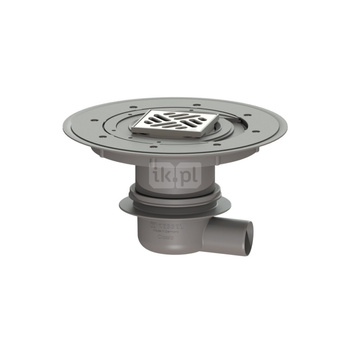 Wpust Classic DN50, odpł. boczny z nasadką Variofix i kratką nierdz. 95x95