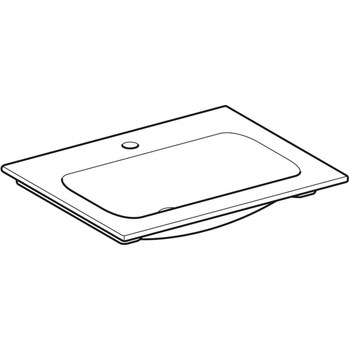 Umywalka GEBERIT iCon prostokątna, biała, 600mm, otwór na baterię na środku, nakładany od góry, bez odpływu przelewowego, półka od ściany