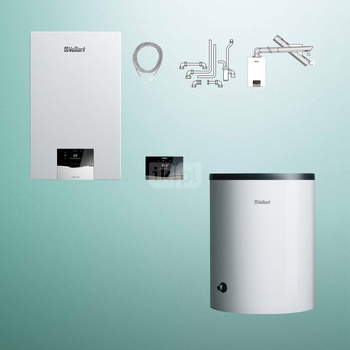Pakiet - Kocioł gazowy jednofunkcyjny VAILLANT ecoTEC plus VC 20CS/1-5 kondensacyjny wiszący 2.8 - 21 kW+ Zestaw powietrzno-spalinowy + RegulatorsensoCOMFORT 720 + Zasobnik c.w.uVIH R 120/6 B