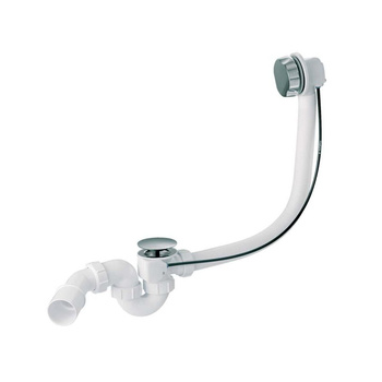 Zestaw odpływowo-przelewowy wannowy z odejściem 40/50mm,z mechanizmem autom.1000mm pokrętło ABS BIAŁY