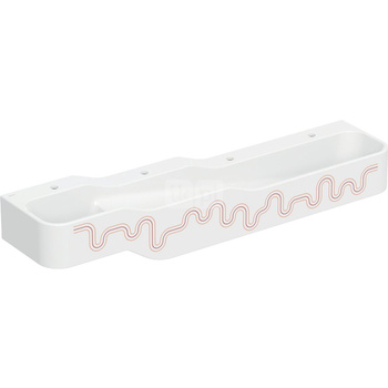 Umywalka GEBERIT Bambini 4-stanowiskowa prostokątna (rynna, elementy dekoracyjne), biała, 1800mm, otwór na baterię na środku (x4), bez odpływu przelewowego, półka od ściany
