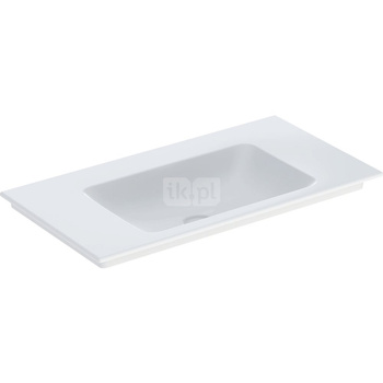 Umywalka GEBERIT ONE prostokątna, biała / KeraTect, 900mm, bez otworu na baterię, nakładany od góry, bez odpływu przelewowego, półki z obu stron