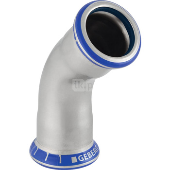 Kolano 45' GEBERIT Mapress Edelstahl FKM, stal nierdzewna, 18 mm, DN 15 x 18 mm x DN 15 (mufa zaprasowywana x mufa zaprasowywana), (głębokość: 17 mm) z uszczelką