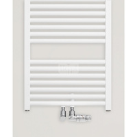 Grzejnik Zehnder Zeno ZND-150-060-05 - 600 mm, Kolor Biały (RAL 9016), Typ złącza Code S027, Zintegrowane konsole naścienne Konsole scienne towel radiator, Ilość zest naściennych 4