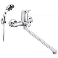 Bateria wannowo-umywalkowa ścienna FERRO FERRO ONE, chrom, z przyłączem natrysku, z zestawem natryskowym