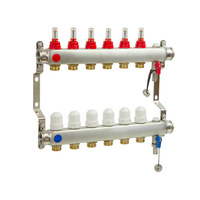 PHA-127/1/S 13-obwodowy PN6 Rozdzielacz ze stali nierdzewnej z odpowietrznikiem ręcznym do ogrzewania podłogowego