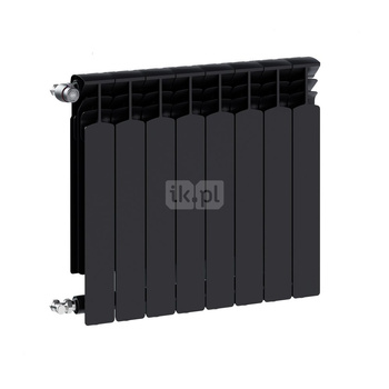 Grzejnik żeberkowy KFA Armatura G600F/8 aluminium, podłączenie boczne 672 x 644 mm, kolor czarny