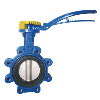 Przepustnica z otworami gwintowanymi SYLAX GAS z dźwignią ręczną, dysk: AISI316, wykładzina: NBR, korpus: GGG40 epoksyd., Pnom 0,6 MPa, tmax=60 st.C DN100