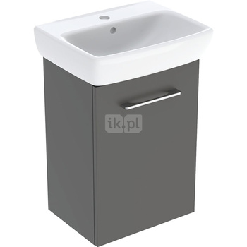 Geberit Selnova Square Zestaw szafki pod umywalkę , B45cm, H64.9cm, T35cm, z jednymi drzwiami, lava, z umywalką kompaktową, z przelewem, z otworem na baterię