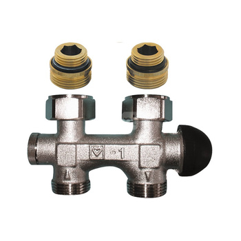 Zestaw przyłączeniowy grzejnikowy jednorurowy HERZ TS-3000 (3798) 1/2'' x 3/4'', rozstaw 50 mm, zawór prosty przystosowany termostatycznie