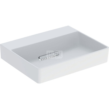 Umywalka GEBERIT ONE prostokątna, biała / KeraTect, 500mm, bez otworu na baterię, stawiana na blat, bez odpływu przelewowego, półka od ściany