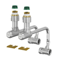 Zestaw przyłączeniowy grzejnikowy dwururowy FLAMCO MEIBES 3/4 cala zewnętrzne x 3/4 cala Eurokonus, rozstaw 50 mm, zawór kątowy (kąt prosty)