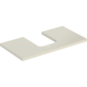 Blat pod umywalkę Geberit ONE z wycięciem, do umywalki nablatowej w kształcie misy: B=74.6cm, Piaskowy szary, Lakierowany na wysoki połysk, Przekrój=Na środku