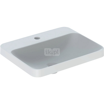 Umywalka GEBERIT Variform prostokątna, biała / KeraTect, 550mm, otwór na baterię na środku, wpuszczana w blat, bez odpływu przelewowego, półka od ściany