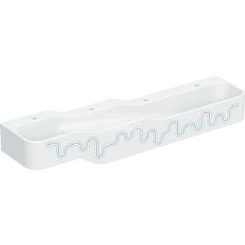 Umywalka GEBERIT Bambini 4-stanowiskowa prostokątna (rynna, elementy dekoracyjne), biała, 1800mm, otwór na baterię na środku (x4), bez odpływu przelewowego, półka od ściany