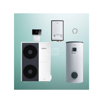 Pakiet Systemowy OZE - Pompa ciepła powietrzna powietrze-woda monoblok VAILLANT VWL 125/6A aroTHERM plus 12.2 kW 400 V + Moduł naścienny MEH 97/6 + Moduł komunikacji internetowej VR 940f + Zasobnik c.w.u. VIH RW 300/3BR + Regulator sensoCOMFORT VRC 720