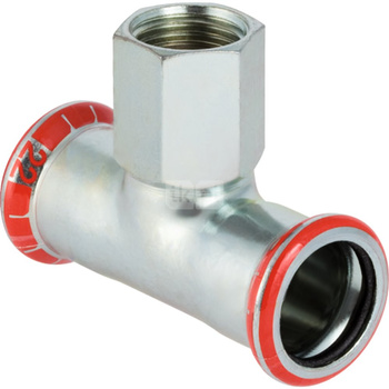 Trójnik GEBERIT Mapress C-Stahl przejściowy 90' stal (ocynk) 28 mm x 1'' x 28 mm (mufa zaciskowa x GW x mufa zaciskowa)