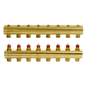 Rozdzielacz 8+8 Danfoss BIV, mosiądz