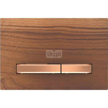 Przycisk uruchamiający Geberit Sigma50, przedni, amerykański orzech włoski, przyciski: czerwone złoto, prostokątny