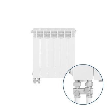 Grzejnik żeberkowy KFA Armatura G500F/D/6 aluminium, podłączenie dolne, lewe, proste 572 x 483 mm, kolor biały