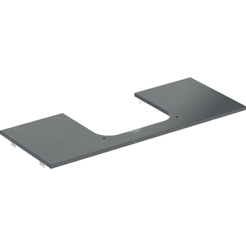 Geberit ONE Blat pod umywalkę, wycięcie na środku, do prostokątnej umywalki stawianej na blat, B120cm, H2cm, T47cm, gres szkliwiony, czarny, imitacja marmuru