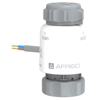 Siłownik termoelektryczny TSA-02 FO, nakrętka M30 x 1,5 mm, 230 V AC, NC, funkcja sterowania ręcznego