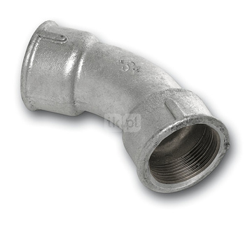 Łuk 45' SANHA 41#, żeliwo (cynk/nikiel) (ocynk), 2 1/2'' (GW)