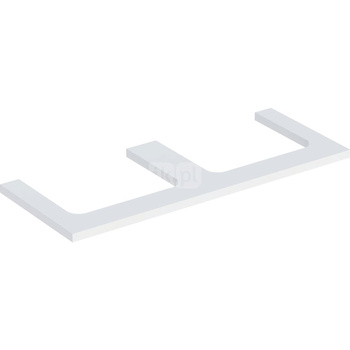 Blat pod umywalkę Geberit ONE z wycięciem, do prostokątnej umywalki nablatowej: B=119cm, Biały, Przekrój=Lewa i prawa strona, Lakierowany matowy