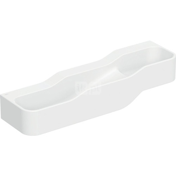 Umywalka GEBERIT Bambini 3-stanowiskowa prostokątna (rynna, bez elementów dekoracyjnych), biała, 1400mm, bez otworu na baterię, bez odpływu przelewowego, półka od ściany