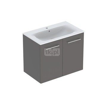 Zestaw umywalki meblowej Geberit Selnova Square, slim rim, z szafką pod umywalkę, z dwoma drzwiami: B1=78.8cm, T=50.2cm, Otwór na baterię=Na środku, Przelew=Widoczny, Lava