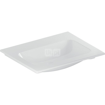 Umywalka GEBERIT iCon prostokątna, biała / KeraTect, 600mm, bez otworu na baterię, nakładany od góry, bez odpływu przelewowego, półka od ściany