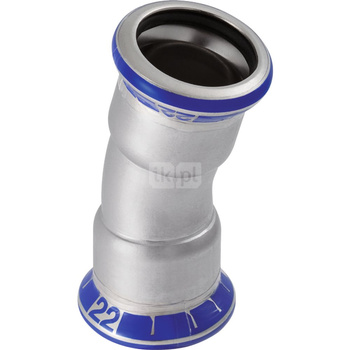 Kolano 15' GEBERIT Mapress Edelstahl, stal nierdzewna, 76.1 mm, DN 65 x 76.1 mm x DN 65 (mufa zaprasowywana x mufa zaprasowywana), (głębokość: 22 mm) z uszczelką