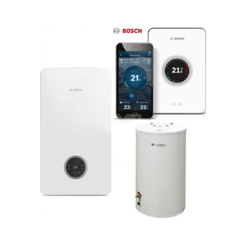 Pakiet - Kocioł gazowy jednofunkcyjny BOSCH TERMOTECHNIKA CONDENS GC2300iW15P kondensacyjny wiszący 16.1 kW + Czujnik c.w.u. + RegulatorCT200 (biały) + Zasobnik c.w.uWST120-5O