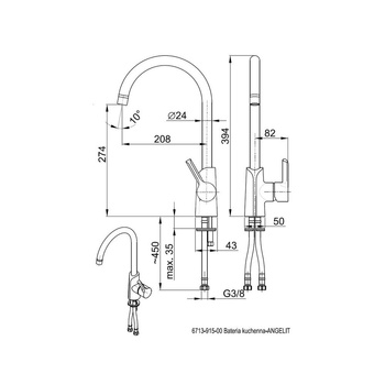 Bateria zlewozmywakowa stojąca KFA Armatura ANGELIT, kolor chrom, mosiądz