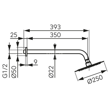 Zestaw natryskowy z deszczownią 250 mm slim, czarny