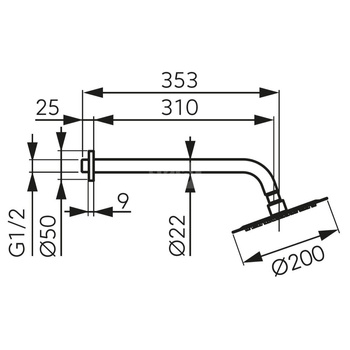 Zestaw natryskowy z deszczownią 200 mm slim, czarny