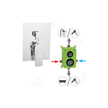 Bateria podtynkowa FERRO ALGEO SQUARE BOX 2-funkcyjna, kolor chrom