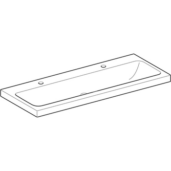 Umywalka GEBERIT iCon Light 2-stanowiskowa prostokątna, biała, 1200mm, otwór na baterię z lewej i prawy, bez odpływu przelewowego, półka od ściany