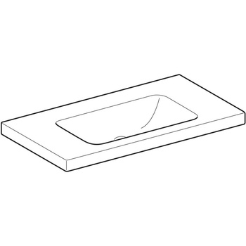 Umywalka GEBERIT iCon Light prostokątna, biała, 900mm, bez otworu na baterię, bez odpływu przelewowego, półki z obu stron