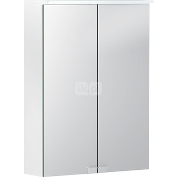 Szafka z lustrem Geberit Option Basic z oświetleniem i dwojgiem drzwi: 50x67.7x18cm, Korpus: matowy biały / z powłoką melaminową, Drzwi: lustrzane wewnątrz i z zewnątrz