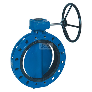 Przepustnica kołnierzowa SYLAX z przekładnią ślimakową, dysk: GGG40 epoksyd, wykładzina: NBR, korpus: GGG40 epoksyd., Pnom 1,6 MPa, tmax=85 st.C DN200