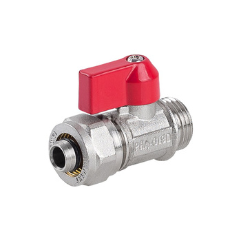 Zawór kulowy PERFEXIM PHA-019/D mosiądz niklowany, PN16 1/2'' GZ x zw, uchwyt: dźwignia (czerwona)