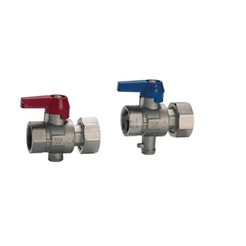 Zestaw zaworów kulowych, zawór na zasilaniu z tuleją 1/8" do czujników temperatury, kapilary MH COPP. VALV. SFE. NIC. 1" - 1"- 1/8" ACCESSORIO MH