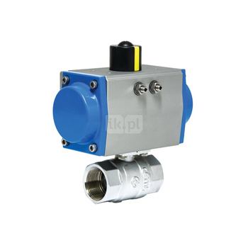 Zawór odcinający kulowy mosiężny, typ PKO gwintowany z napędem pneumatycznym dwustronnego działania, Pnom=2,5MPa, Tmax=180C 3"