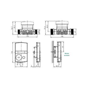 Ciepłomierz T230 qp 0,6 m3/h, wM-Bus 868 MHz ( radio ), redukcja 1/2"/M10 - zasilanie