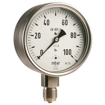 Manometr z rurką Bourdona AFRISO RF chemiczny 0/1,6 bar G1/2B radialne fi 100 mm, kl. 1,0%