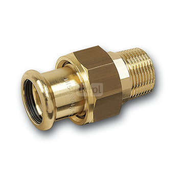 Śrubunek SANHA PURAPRESS trzyczęściowy, miedź, 15 mm x 3/4'' (zw x GZ)