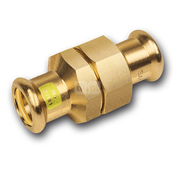 Śrubunek SANHA Press Gas trzyczęściowy, Cu, 54 mm (zw x zw)