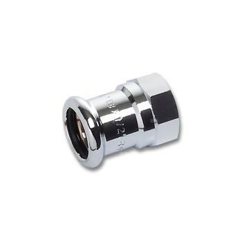 Mufa SANHA Press, miedź (chromowanie), 18 mm x 1/2'' (zw x GW)
