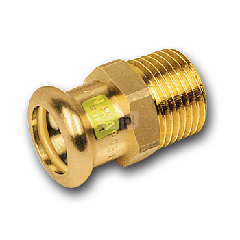 Nypel SANHA Press Gas, miedź, 42 mm x 1 1/2'' (zw x GZ)
